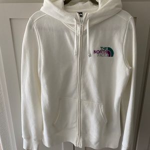 The North Face White ZIP Up Sweatshirt w/hoodie